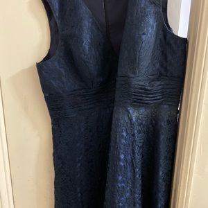 Navy lace midlength plus size gown